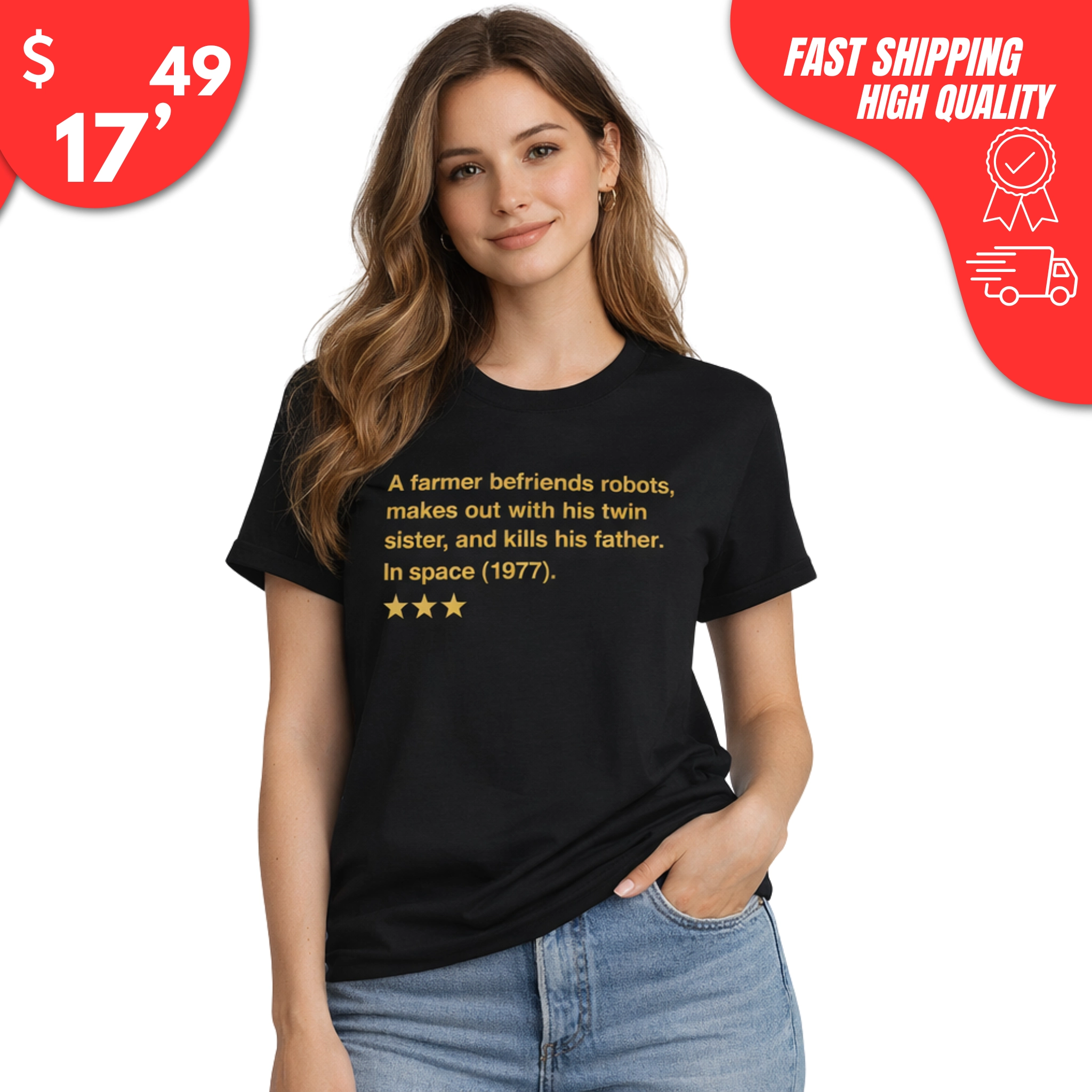 A Farmer Befriends Robots Makes Out With His Twin Sister and Kills His Father in Space 1977 Shirt