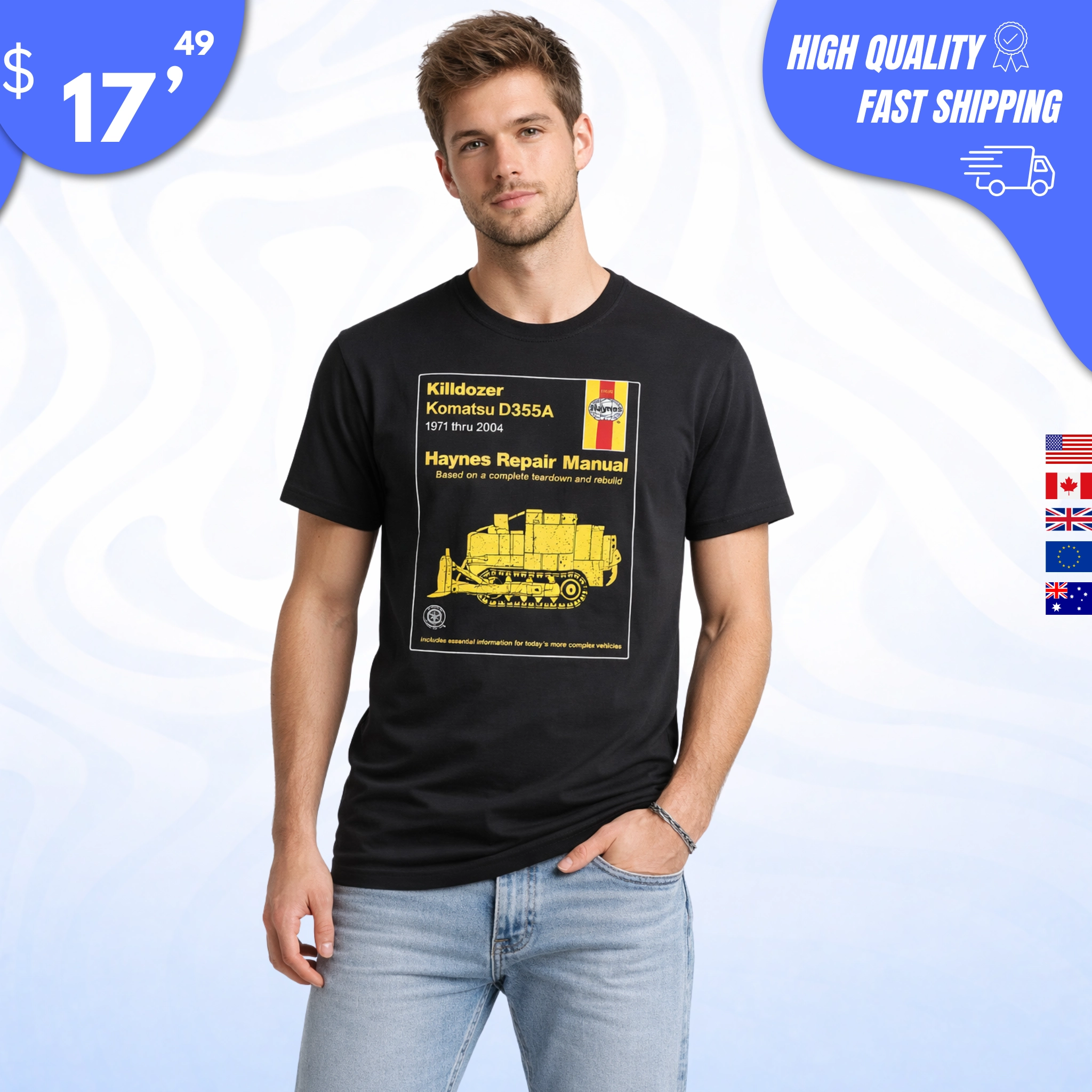 Killdozer Komatsu D355A Haynes Style Repair Manual Shirt