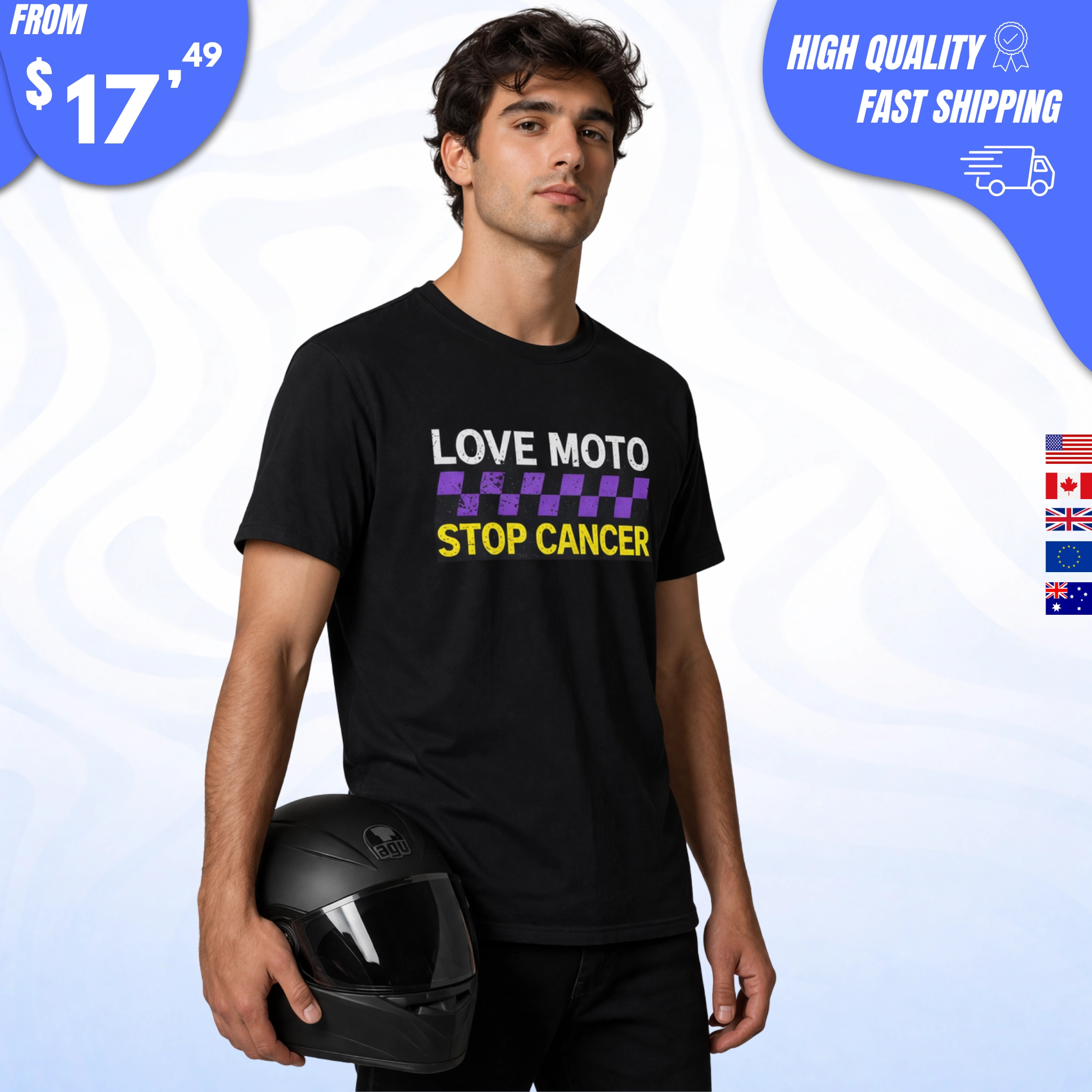Love Moto Stop Cancer Shirt