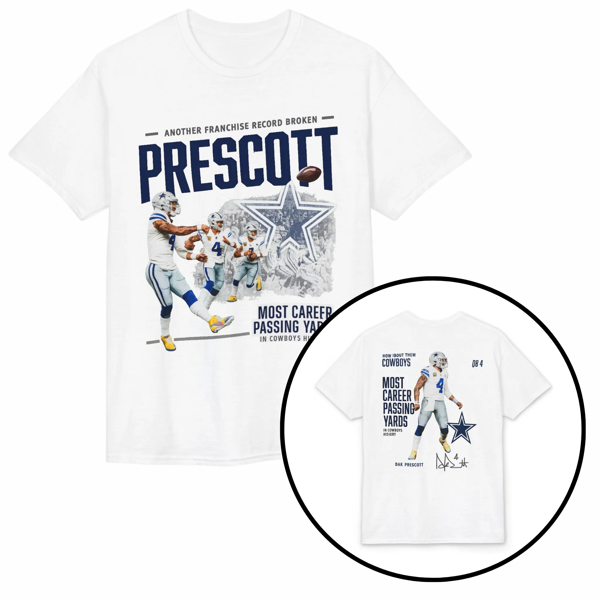 Most Career Passing Yards Dallas Cowboys Shirt