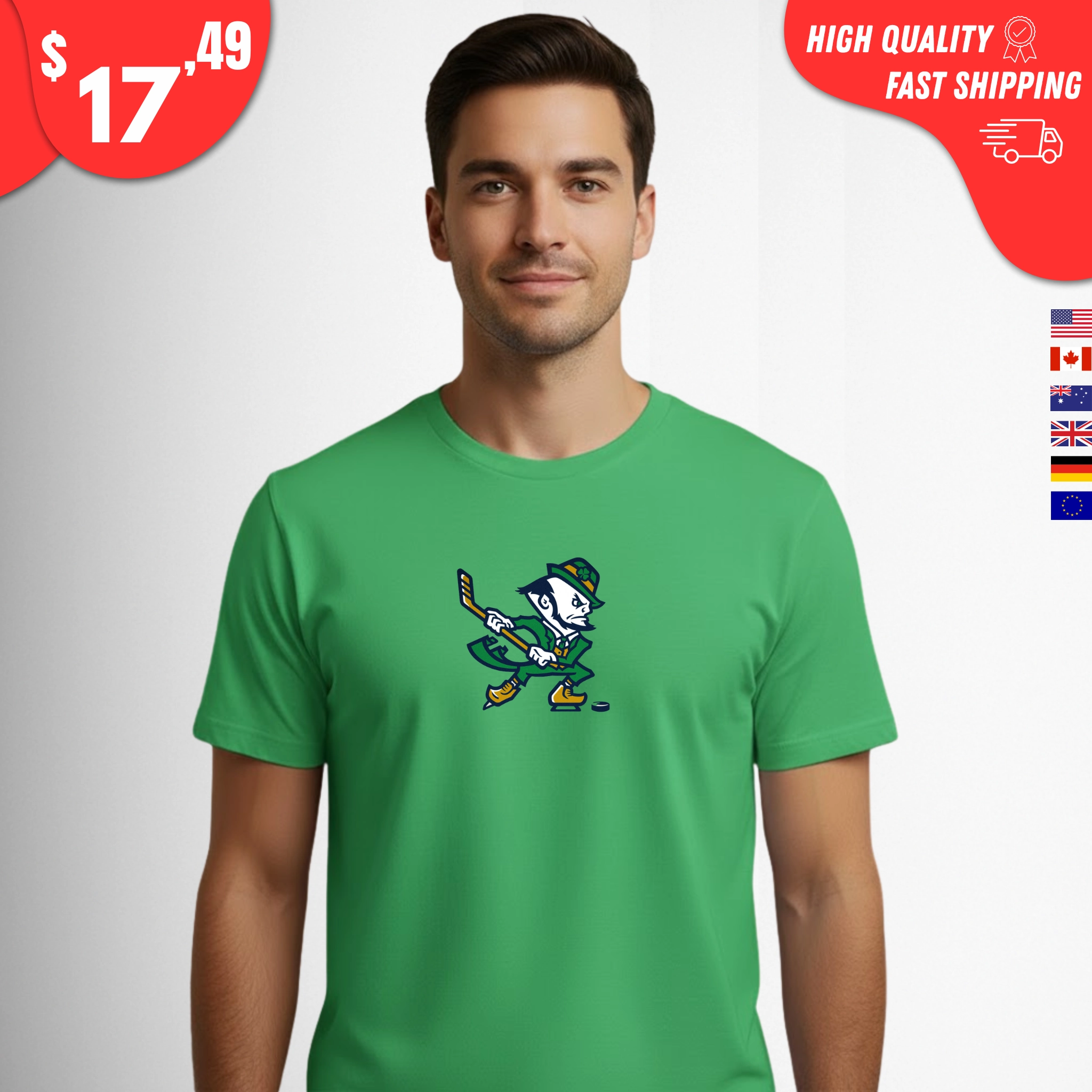Notre Dame Hockey Leprechaun Irish Shirt